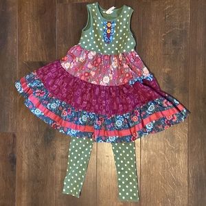 Matilda Jane Just a Jaunt Dress and Matching Leggings Set Sz 6